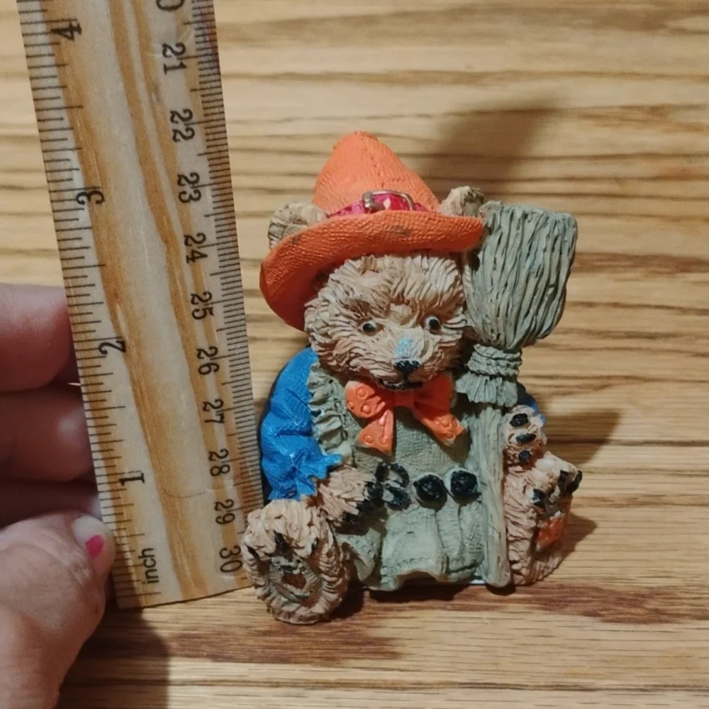 Vintage 1997 Resin Halloween Bear and Ghost Figurine Set